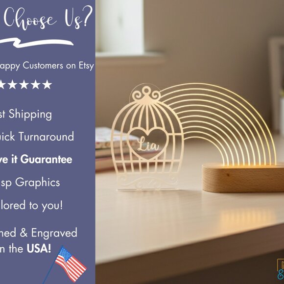 Rainbow Love Night Light – Personalized LED Nightlight - Picture 4 of 8